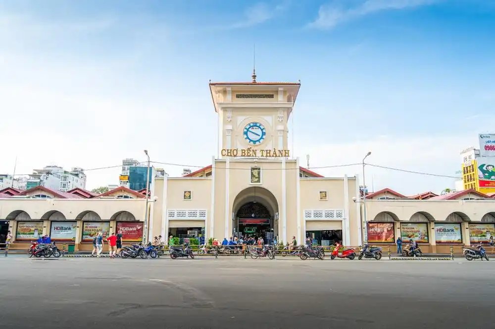 The clock tower entrance of Ben Thanh Market in Ho Chi Minh City