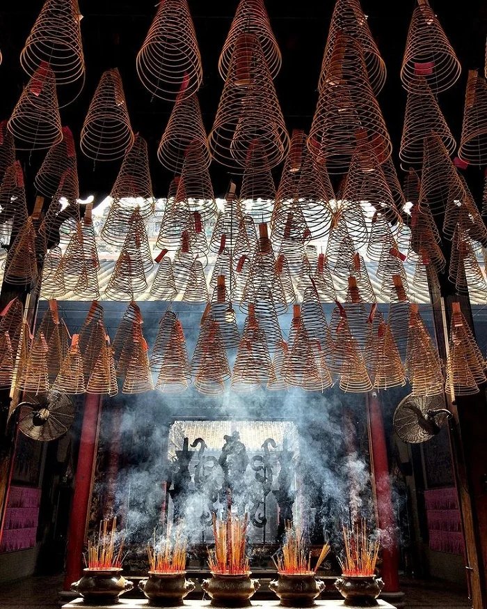 Giant incense coils hanging from the ceiling of Thien Hau Temple in Cholon, Ho Chi Minh City