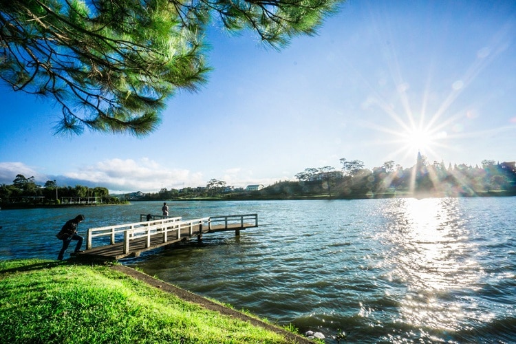 Xuan Huong Lake surrounded by pine trees in Da Lat