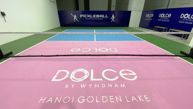 The indoor pickleball court at Dolce by Wyndham Hanoi Golden Lake hotel in Ba Dinh, Hanoi