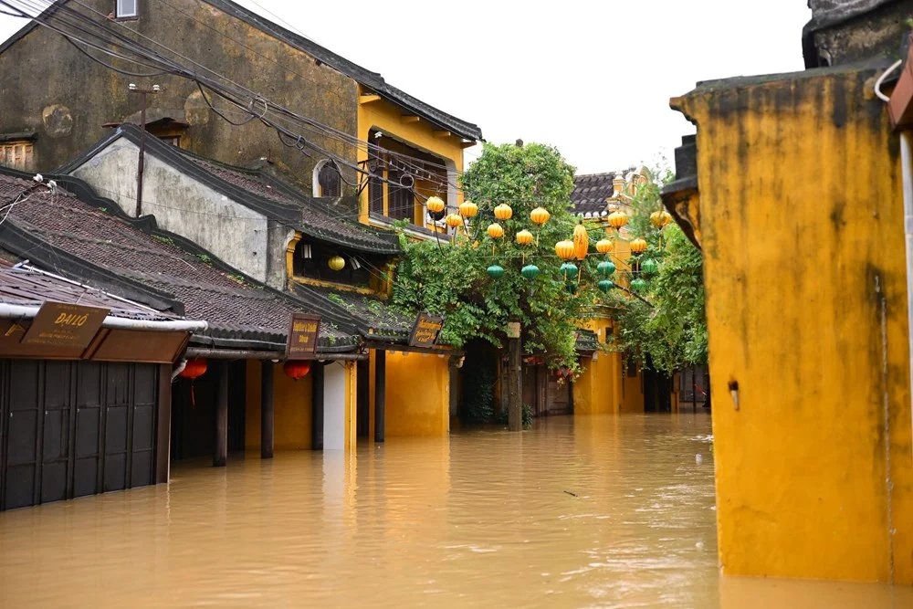 Floodwater in the streets of Hoi An's old town during the central Vietnam rainy season