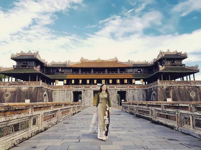 The main gate of the Imperial City in Hue under a clear spring sky