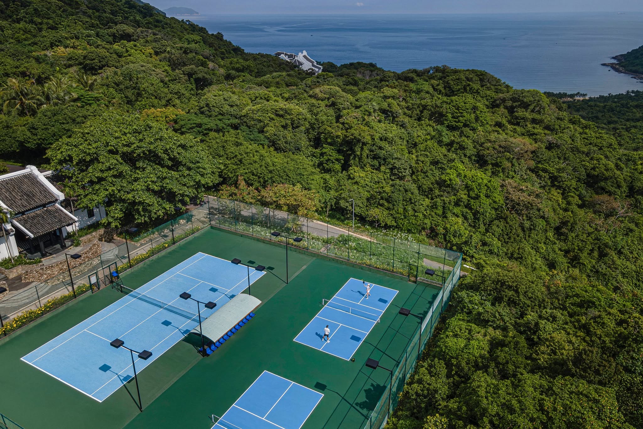 Roofed pickleball courts at InterContinental Danang Sun Peninsula Resort on the Son Tra peninsula