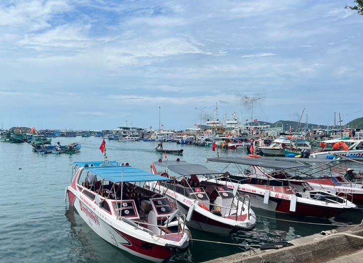 A boat anchored off one of the small An Thoi islands south of Phu Quoc