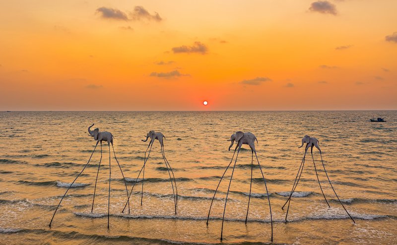 Sunset over the sea on Phu Quoc island in December