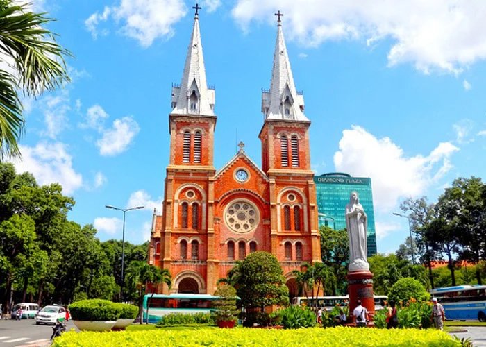 Saigon Notre-Dame Cathedral with its twin red-brick towers