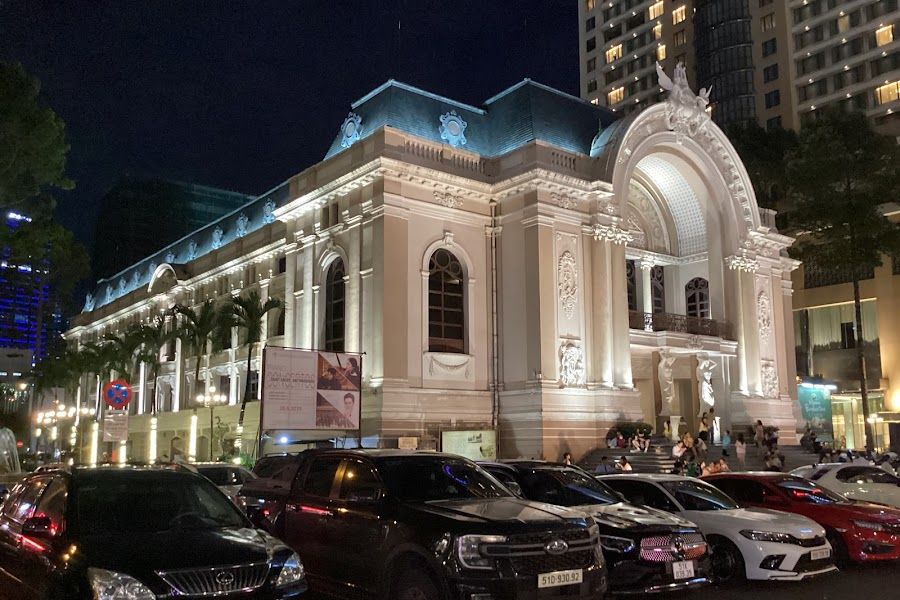The Saigon Opera House lit up in the evening, Ho Chi Minh City