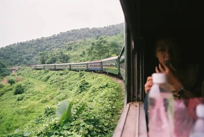 The Vietnamese coast seen through the window of a train