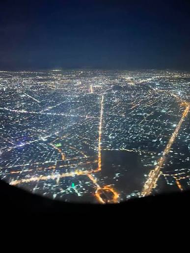 The view from a plane window on a domestic flight over Vietnam
