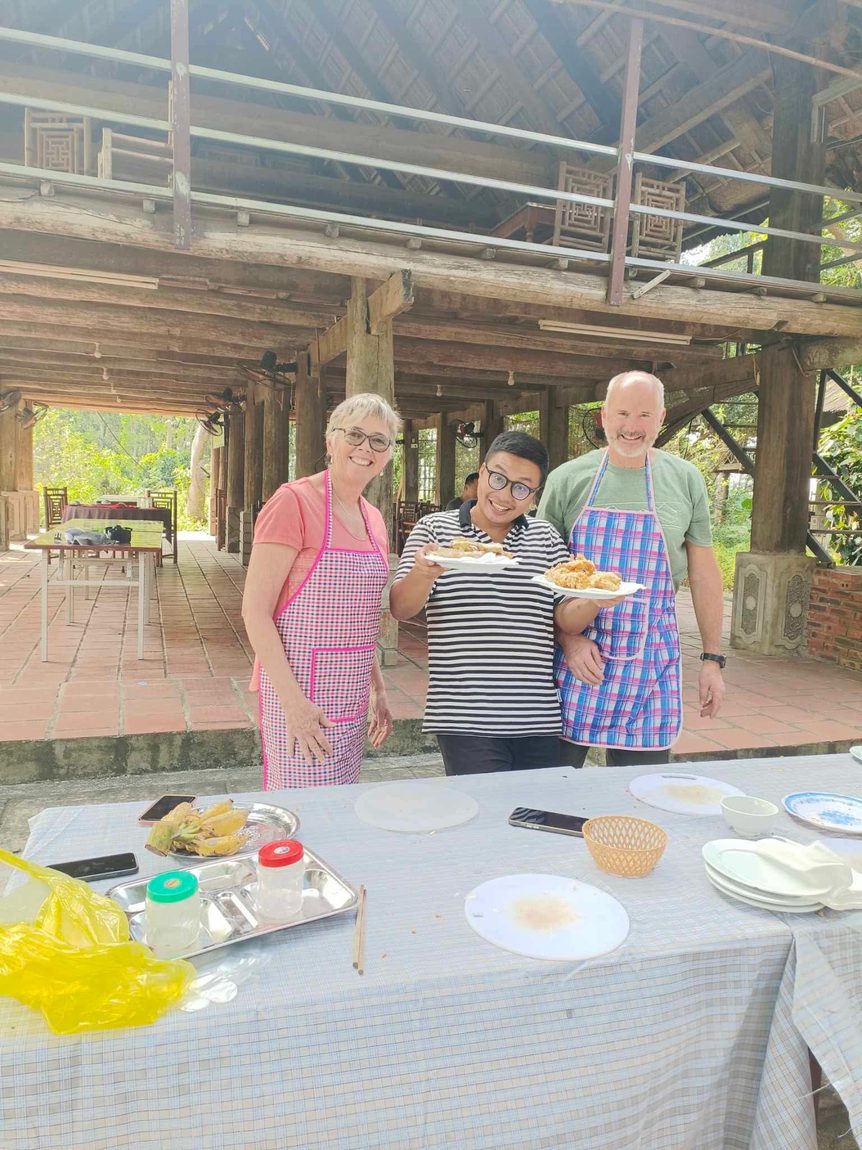Older travellers at a homestay lunch table