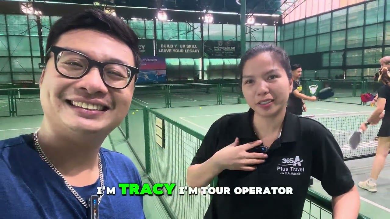 Kevin and Tracy from 365Aplus Travel on court at Taurus, Hanoi