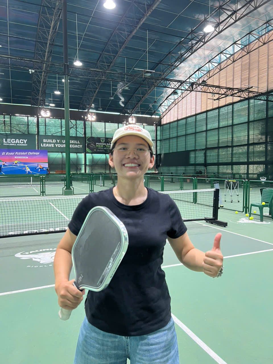 Our tour operations lead from 365Aplus Travel giving a thumbs up on court at Taurus