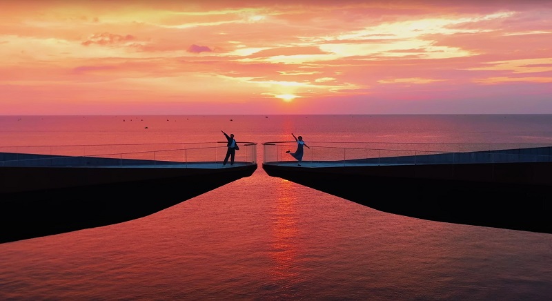 Sunset Town's bridge, Phu Quoc, at dusk