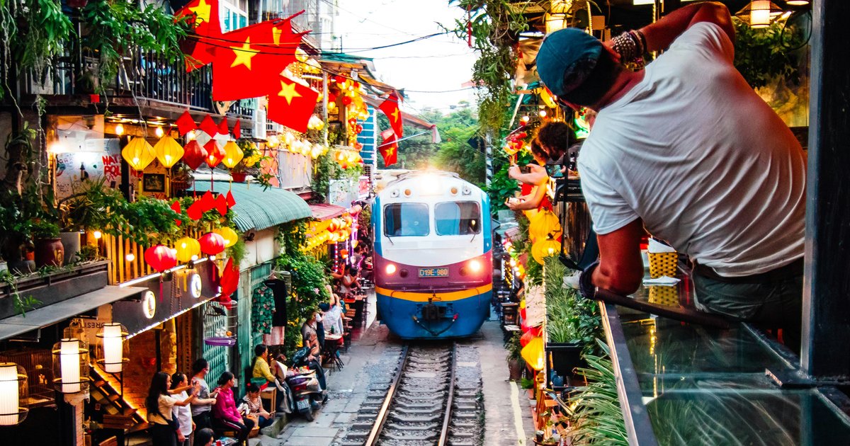 A train passing through Hanoi's narrow Train Street