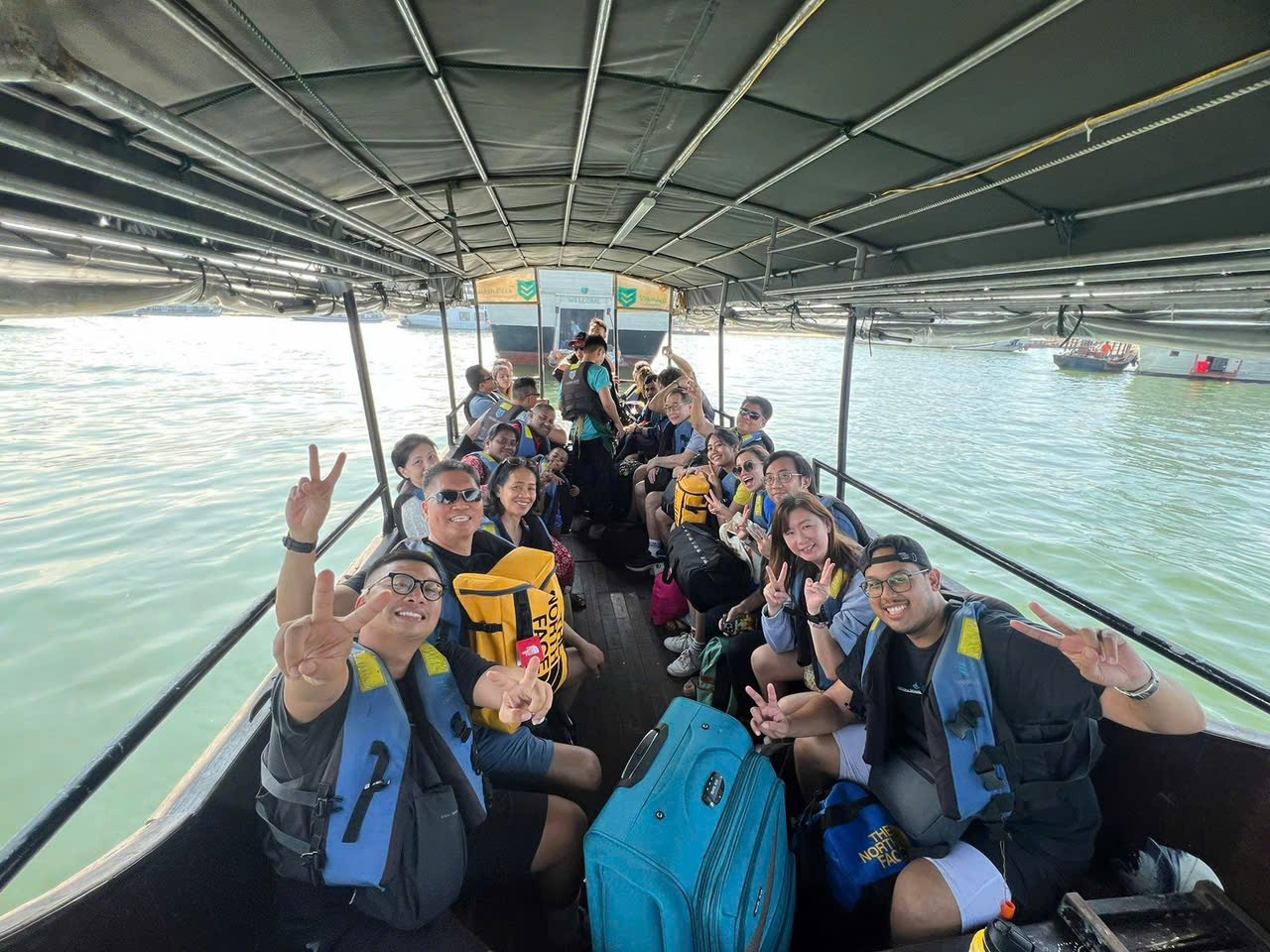 Our guests on the boat out to the cruise in Ha Long Bay