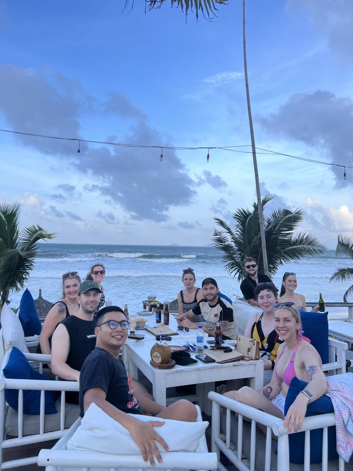 Lunch with guests at a beachfront restaurant on An Bang Beach, Hoi An